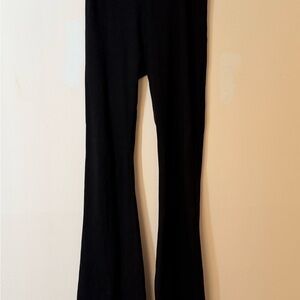 Black Fold Over Waist Bootcut Leg Yoga Pants